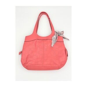 Coach Lexi Coral Pink Perforated Leather Signature Shoulder Bag F19258 Scarf